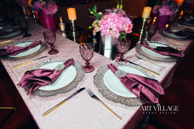 sophisticated birthday table set-up